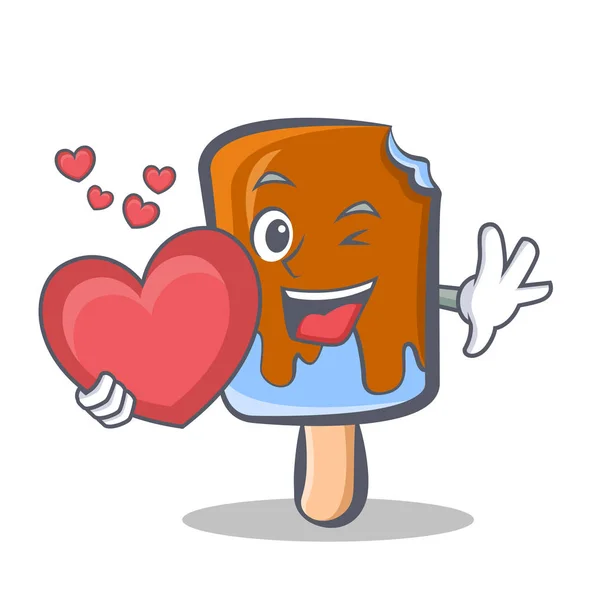 Παγωτό χαρακτήρα κινουμένων σχεδίων με την καρδιά — Διανυσματικό Αρχείο