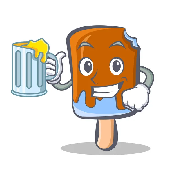 Cartone animato personaggio gelato con succo — Vettoriale Stock
