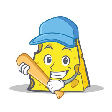 peynir karakter karikatür tarzı ile beyzbol