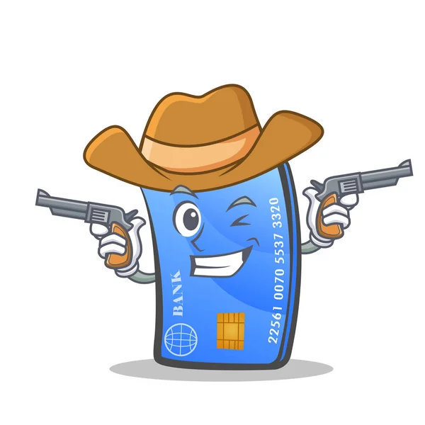 Cowboy cartão de crédito personagem cartoon —  Vetores de Stock