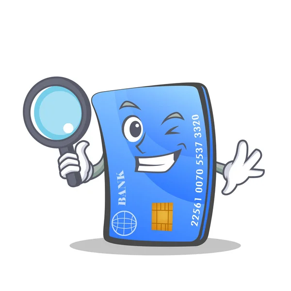 Detective creditcard karakter cartoon — Stockvector