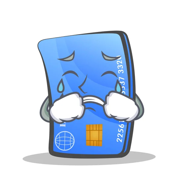 Huilende creditcard karakter cartoon — Stockvector