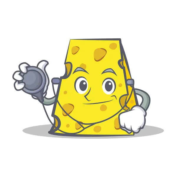 Docteur personnage de fromage style dessin animé — Image vectorielle