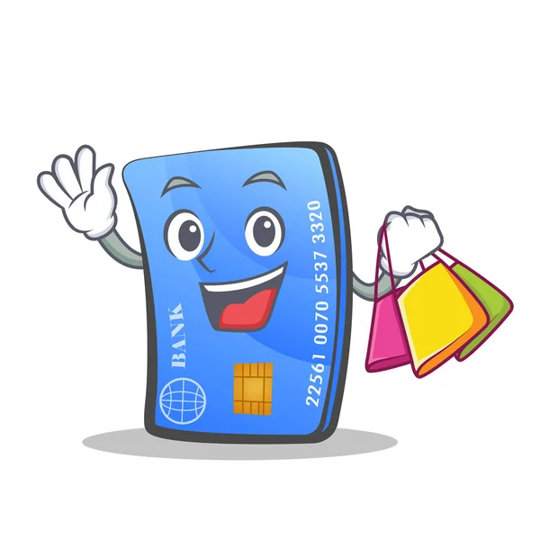 Alışveriş kredi kartı karakter karikatür — Stok Vektör