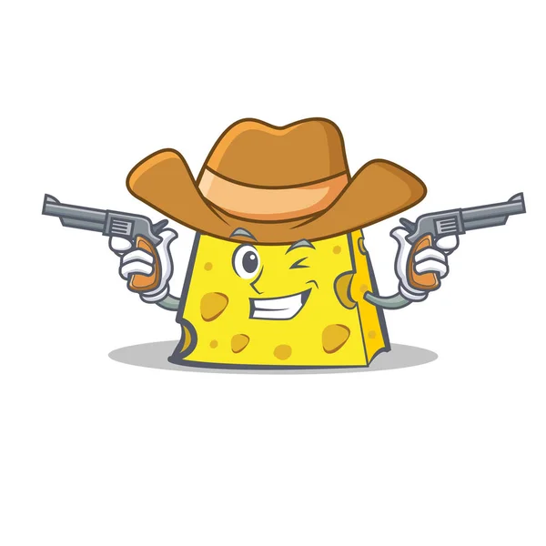 Estilo de desenho animado de personagem de queijo Cowboy — Vetor de Stock