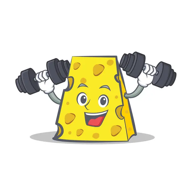 Estilo de dibujos animados de carácter de queso Fitness — Vector de stock