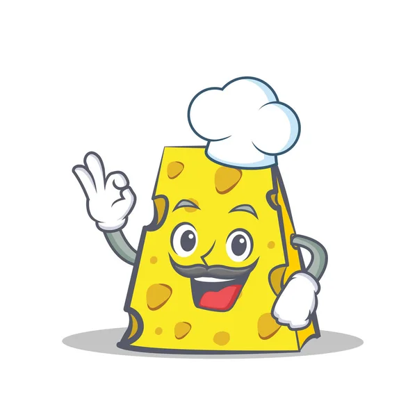 Chef formaggio personaggio stile cartone animato — Vettoriale Stock