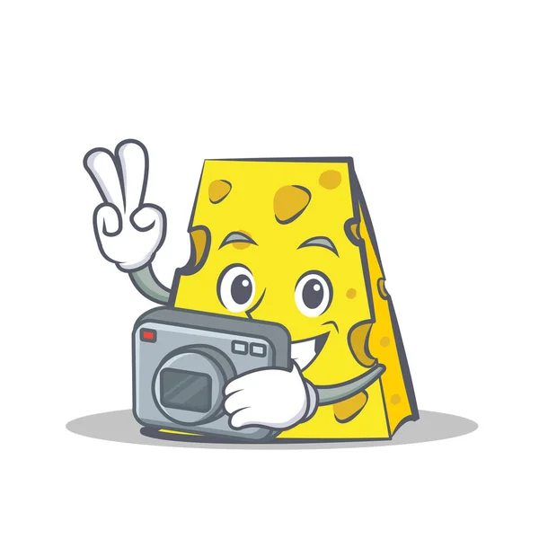 Photography cheese character cartoon style — Stock Vector