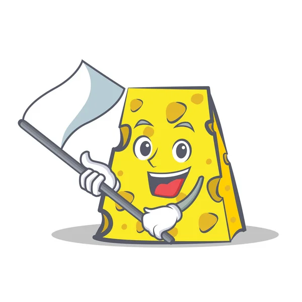Personnage de fromage style dessin animé avec drapeau — Image vectorielle