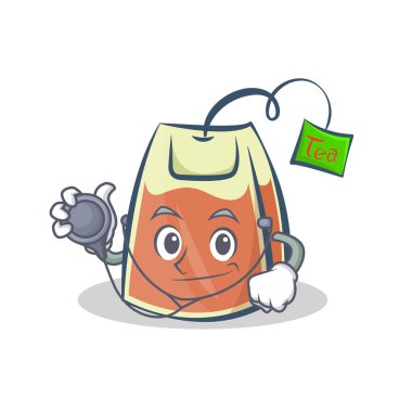 Doktor çay poşeti karakter karikatür