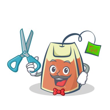 Kuaför çay poşeti karakter karikatür