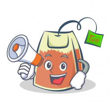 megafon ile çay poşeti karakter karikatür