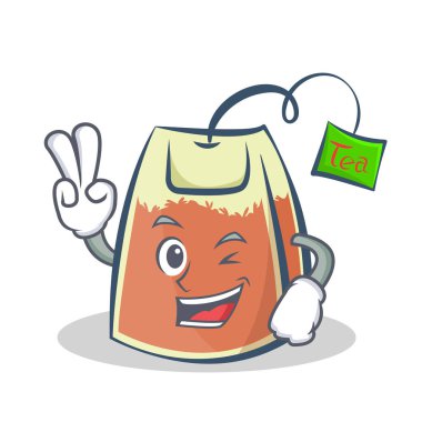 İki çay poşeti karakter karikatür parmak