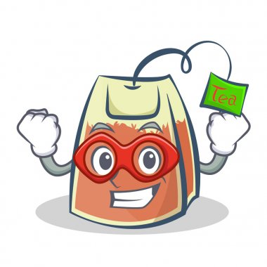 Süper kahraman çay poşeti karakter karikatür