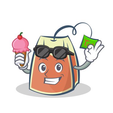 dondurma vektör ile çay poşeti karakter karikatür