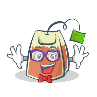 Geek çay poşeti karakter karikatür vektör sanat
