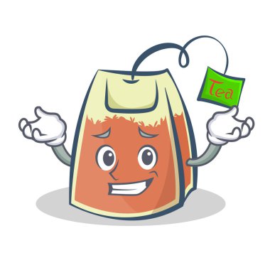 Sırıtan çay poşeti karakter karikatür vektör sanat