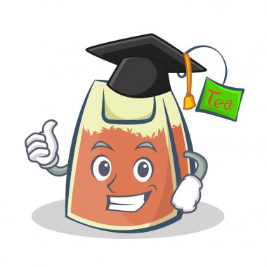 Mezuniyet çay poşeti karakter karikatür vektör sanat