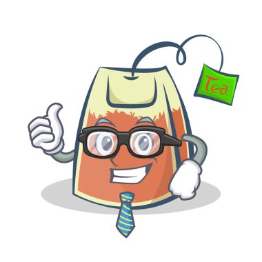 İşadamı çay poşeti karakter karikatür vektör sanat