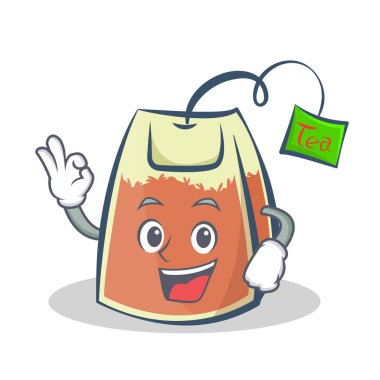 Çay poşeti karakter karikatür vektör sanat Tamam