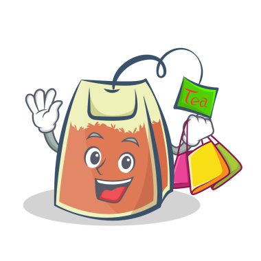 Çay poşeti karakter karikatür alışveriş