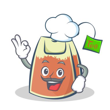 Şef çay poşeti karakter karikatür