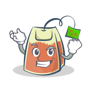 Başarılı çay poşeti karakter karikatür
