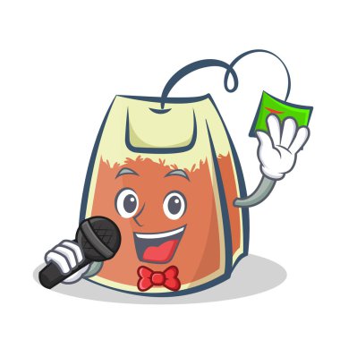 Karaoke çay poşeti karakter karikatür vektör sanat