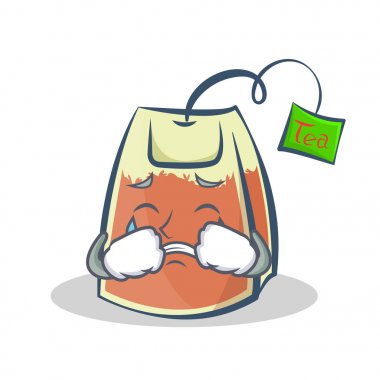 Ağlayan çay poşeti karakter karikatür vektör sanat