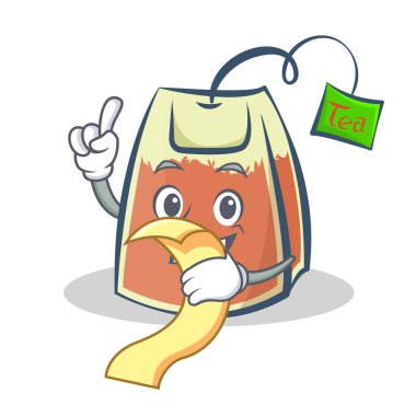 çay poşeti karakter karikatür vektör sanat ile yemek listesi