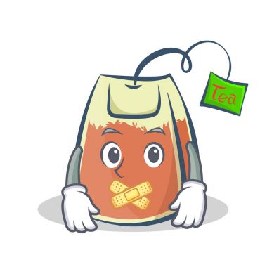 Sessiz çay poşeti karakter karikatür