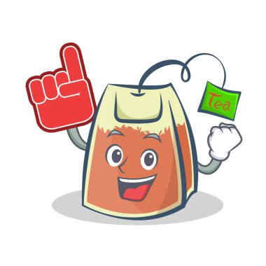 Köpük parmak çay poşeti karakter karikatür vektör sanat ile