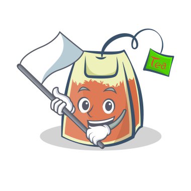 çay poşeti karakter karikatür vektör sanat bayrak ile