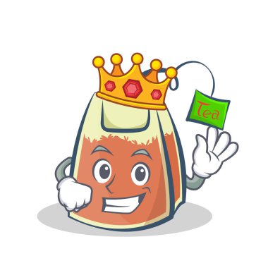 Kral çay poşeti karakter karikatür vektör sanat
