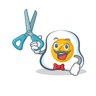 Kızarmış yumurta karakter karikatür berber