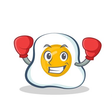 Boks kızarmış yumurta karakter karikatür