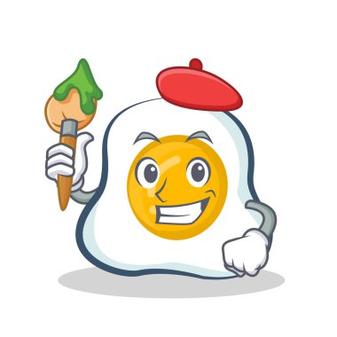 Sanatçı kızarmış yumurta karakter karikatür
