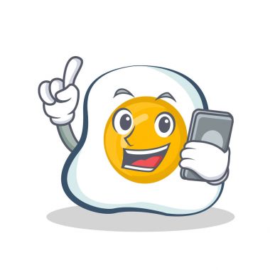 kızarmış yumurta karakter karikatür telefon ile