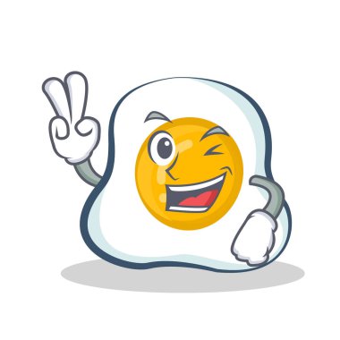 İki parmak kızarmış yumurta karakter karikatür