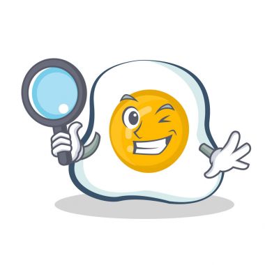 Dedektif kızarmış yumurta karakter karikatür