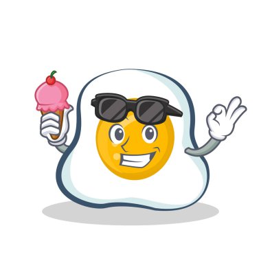 kızarmış yumurta karakter karikatür dondurma ile