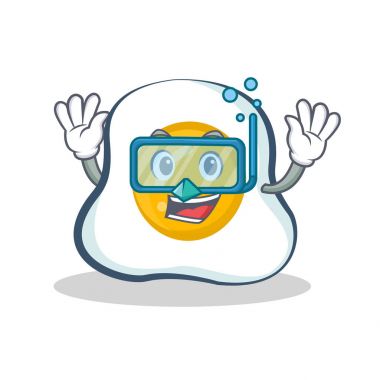 Kızarmış yumurta karakter karikatür dalış