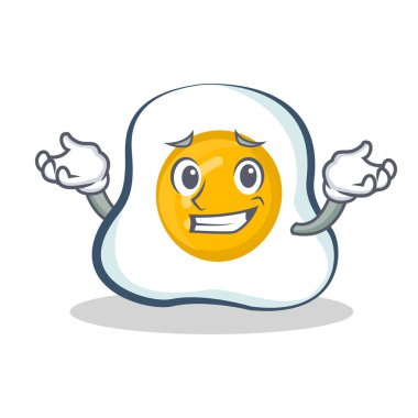 Kızarmış yumurta karakter karikatür sırıtarak