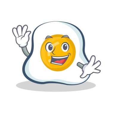 Kızarmış yumurta karakter karikatür sallayarak