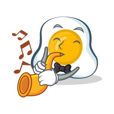 kızarmış yumurta karakter karikatür trompet