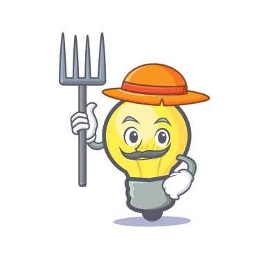 Çiftçi ampul karakter karikatür