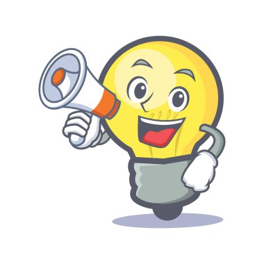 ampul karakter karikatür megafon ile