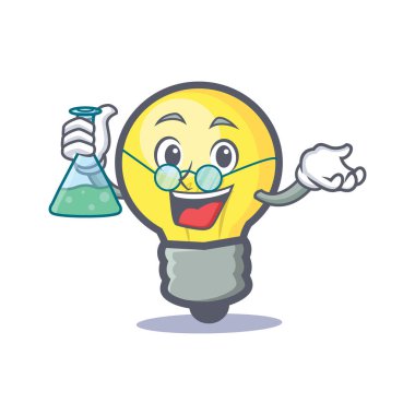 Profesör ampul karakter karikatür