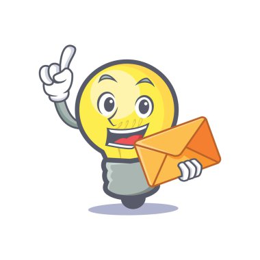 zarf ile ampul karakter karikatür