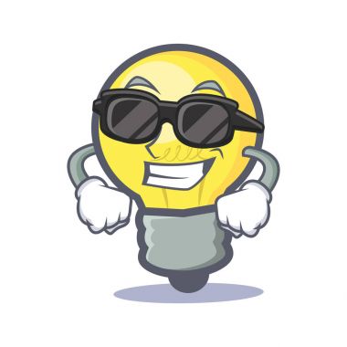 Süper cool ampul karakter karikatür